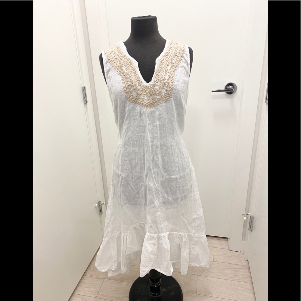 Golden v collar dress